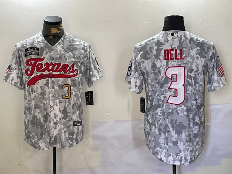 Mens Houston Texans #3 Tank Dell Arctic Camo 2024 Salute to Service Stitched Baseball Jerseys